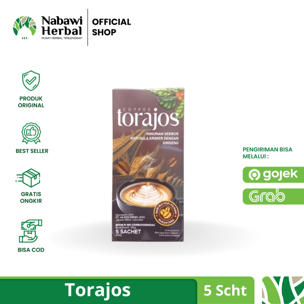 

TORAJOS - Minuman Kopi Kuat Penambah Stamina Pria Dewasa Extra Gingseng 1 Box Isi 5 Sachet
