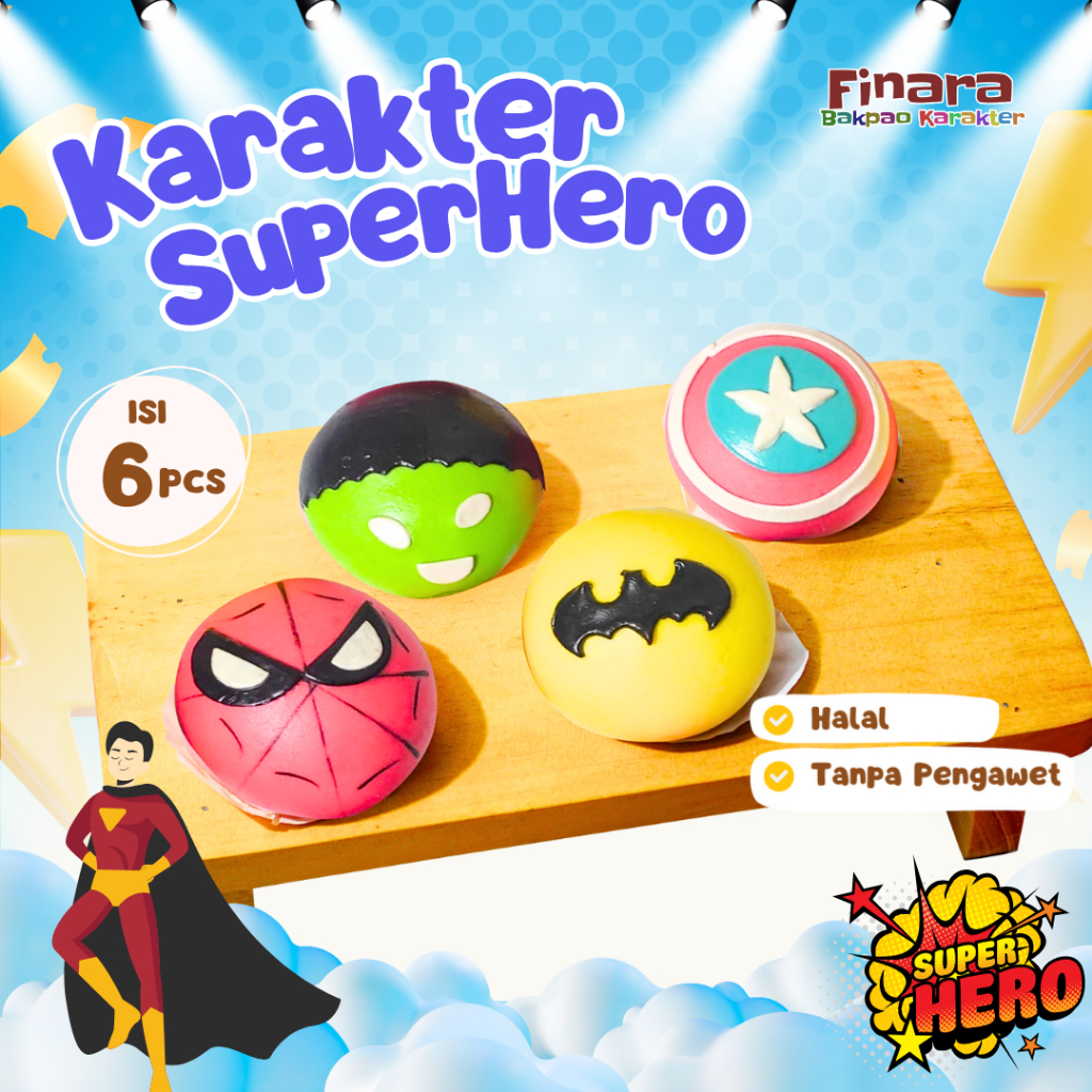 

Bakpao Karakter Frozen Finara Superhero Isi 6 Rasa Cokelat Halal