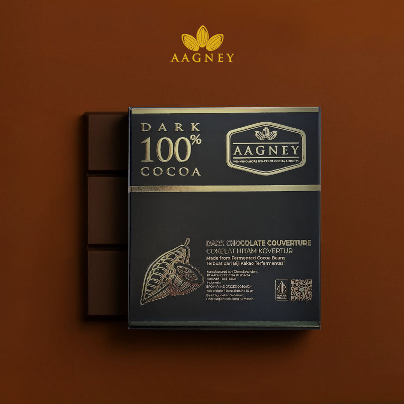 

Aagney Chocolate Couverture Dark 100% Cocoa 50gr | Cokelat Bali