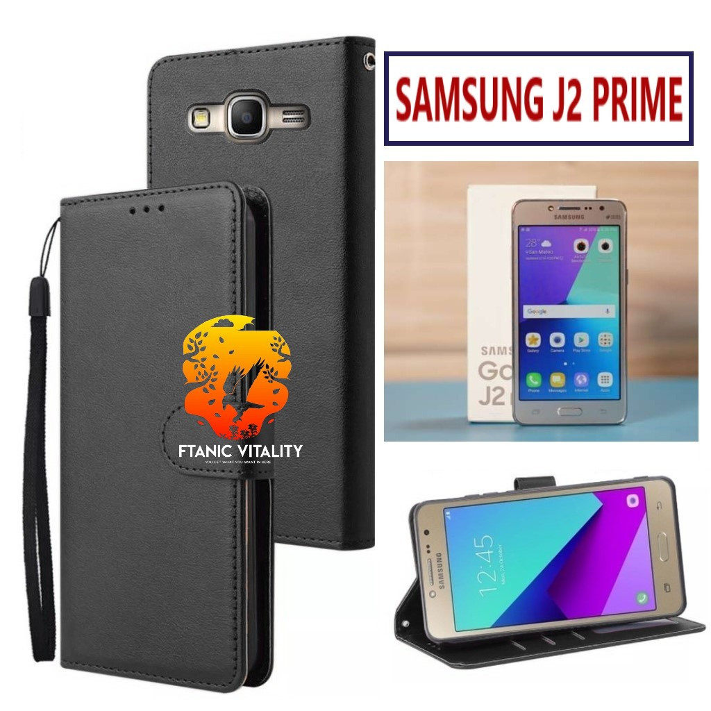 FLIP LEATHER CASING SAMSUNG J2 PRIME CASE KULIT FLIP WALLET LEATHER DOMPET KULIT PREMIUM SARUNG BUKA