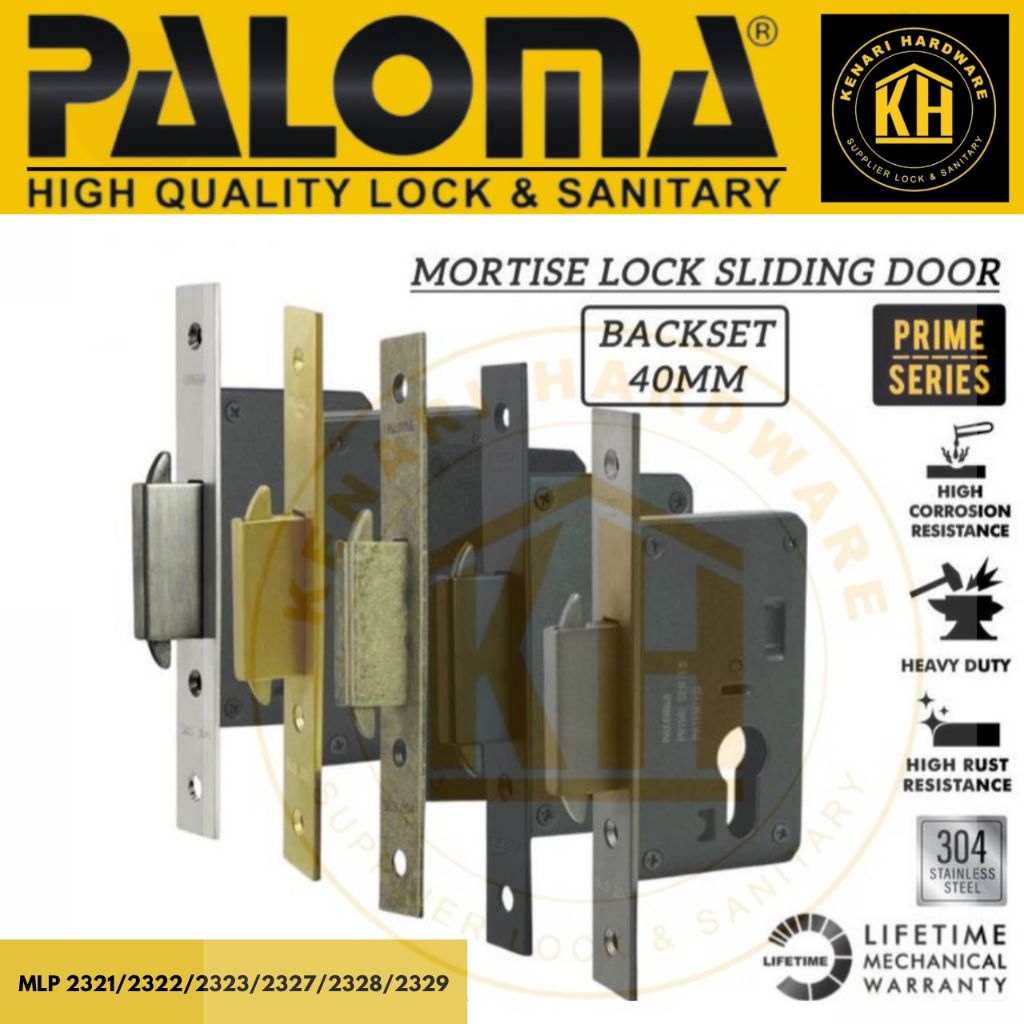 PALOMA MLP 2321 2322 2323 2327 2328 2329 Body Kunci Pintu Sliding Backset 40 MM Prime Series Mortise