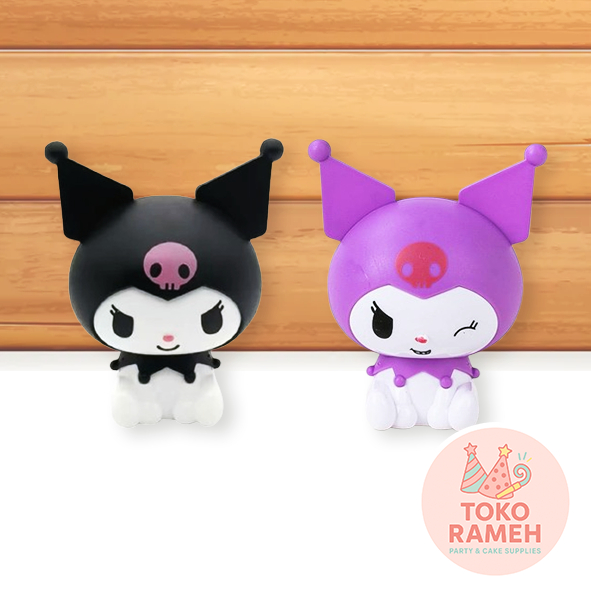 Hiasan Kue Kuromi Hitam & Ungu Plastik | Topper Cake Mainan Ulang Tahun Anak Karakter Lucu