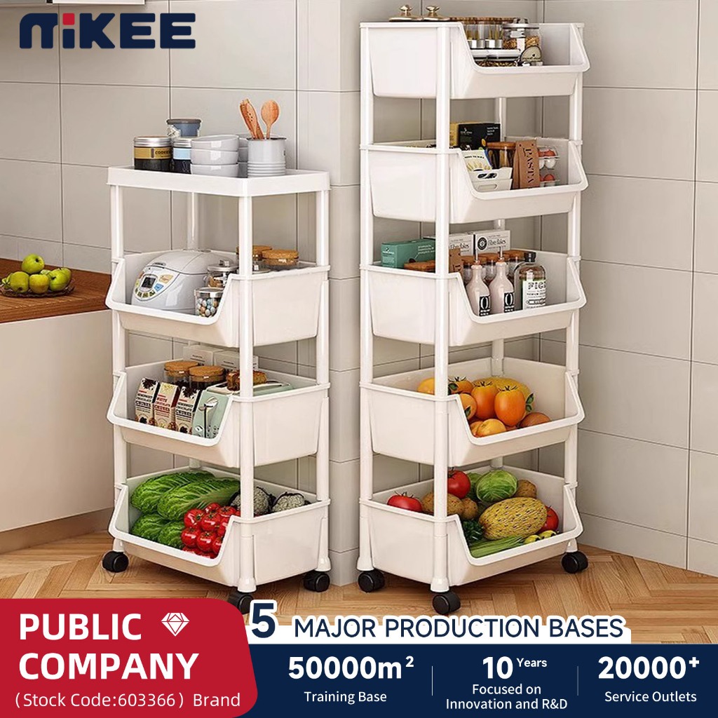 MIKEE Rak tempat simpanan Rak tempat simpanan dapur yang dapat dipindahkan Rak tempat simpanan buah 