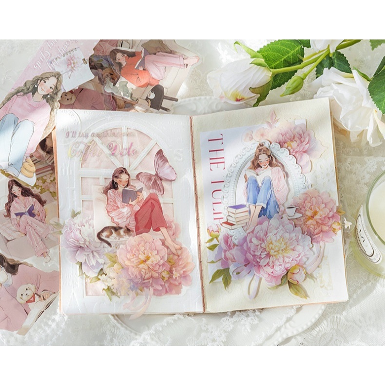 

[JUNE] Elegant Reading Sticker Sheet Scrapbooking Binder Journaling Decorations