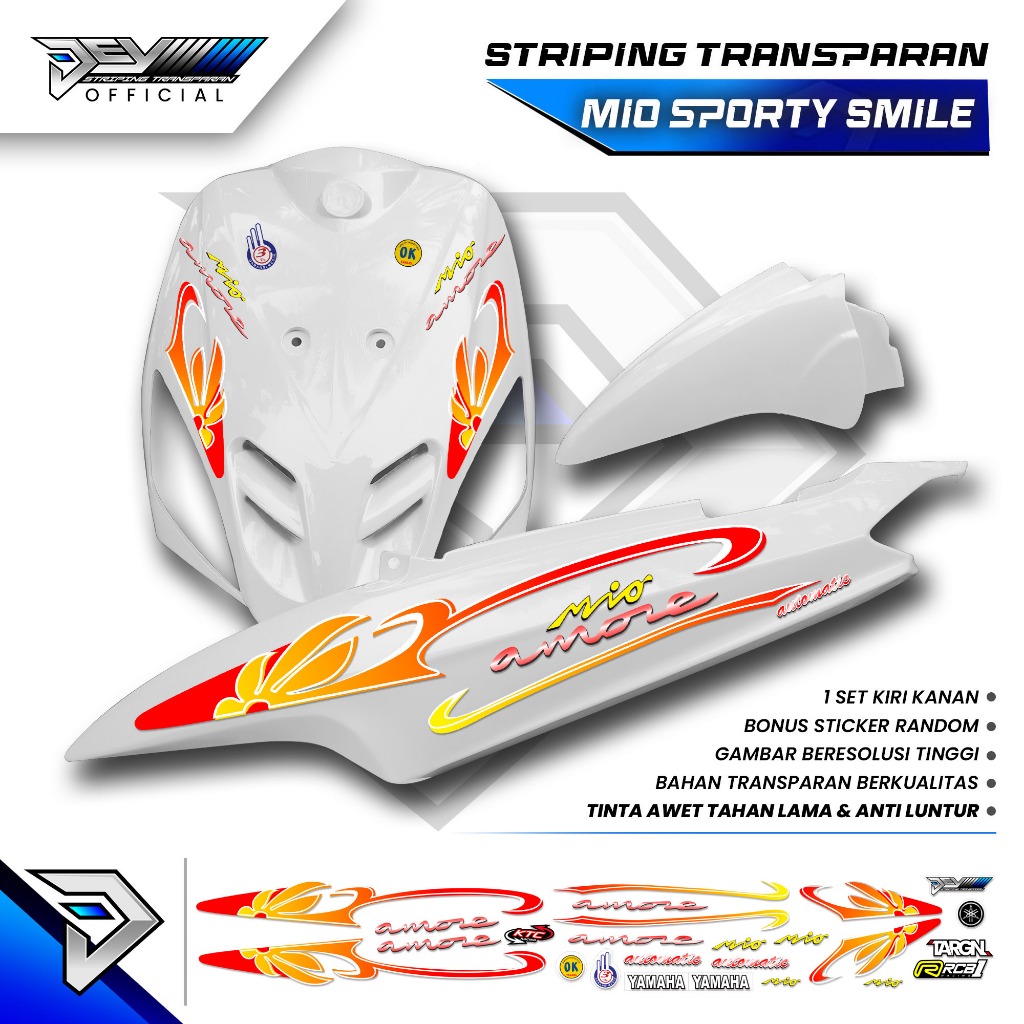 STRIPING TRANSPARAN MIO SPORTY | MIO SMILE | MOTIF BUNGA AMORE | STICKER BODY YAMAHA MIO