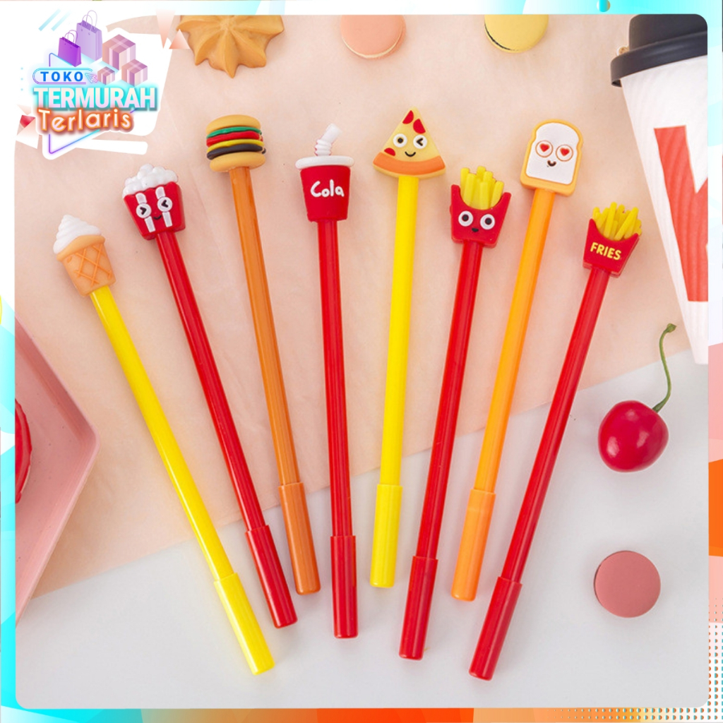 

TTT Pena Fast Food Pena Karakter Lucu Model Junk Food Burger Soda Cola French Fries Pen Karakter