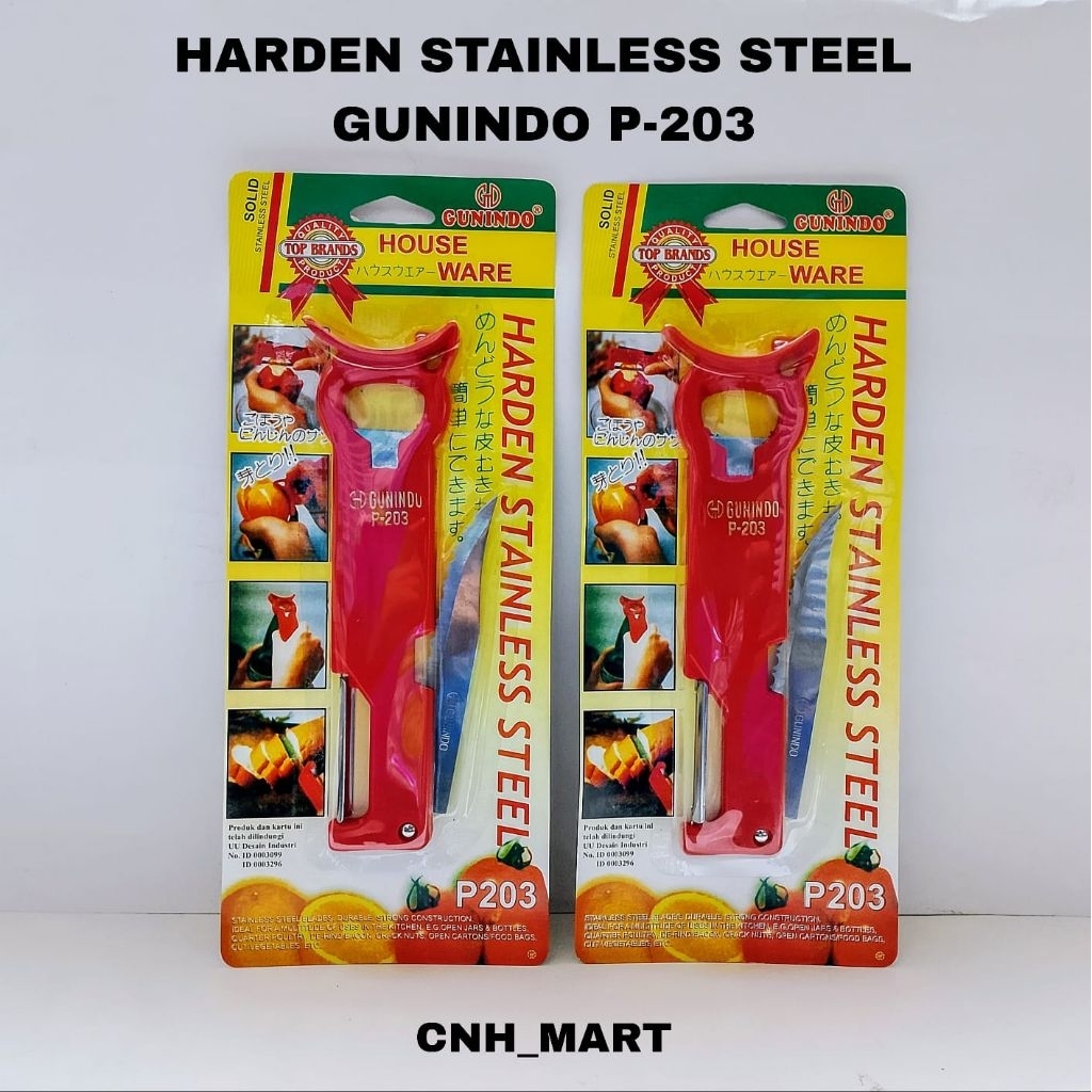 24Pcs - Pisau Kupas Buah Gunindo P-203 - Peeler Gunindo P-203 Pengupas Sayur Harga 24 Pcs ( 1 Dus Ke
