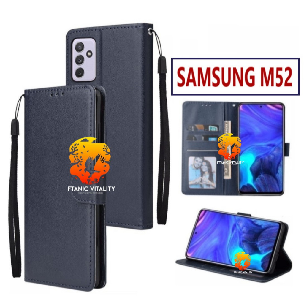 FLIP LEATHER CASING SAMSUNG M52 5G CASE KULIT FLIP WALLET LEATHER DOMPET KULIT PREMIUM SARUNG BUKA T