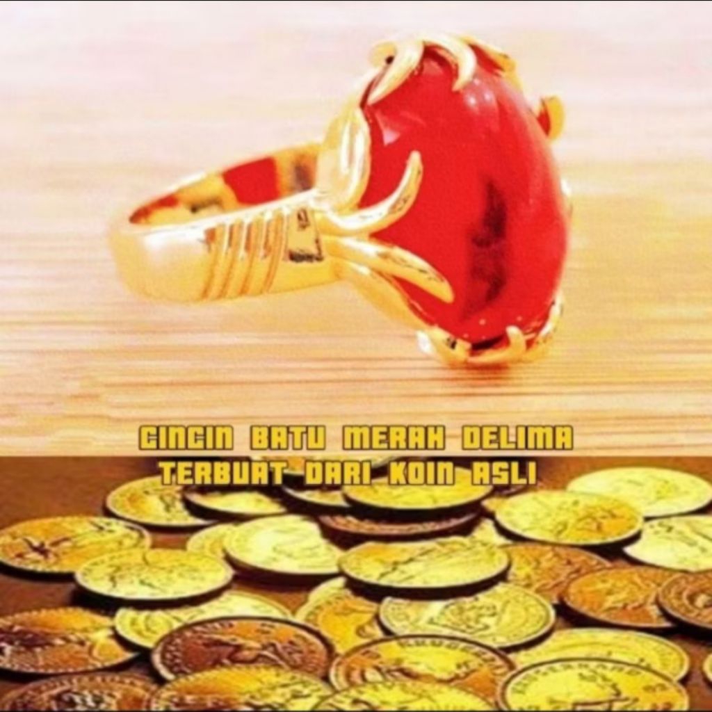 cincin koin 1991-1992 cincin koin permata merah bulat bahan titanium dan xuping anti luntur