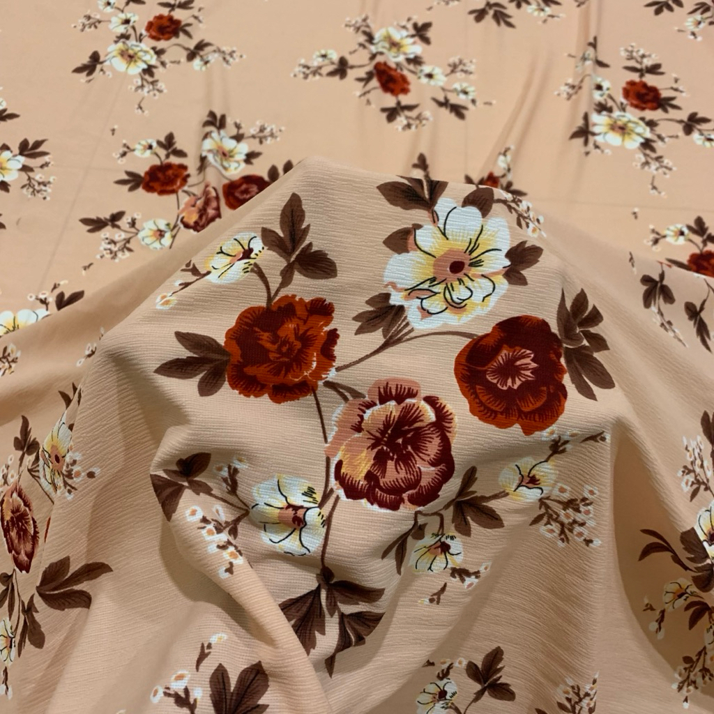 kain crinkle yoryu motif bunga - kain yoryu crinkle motif - kain crinkle motif bunga