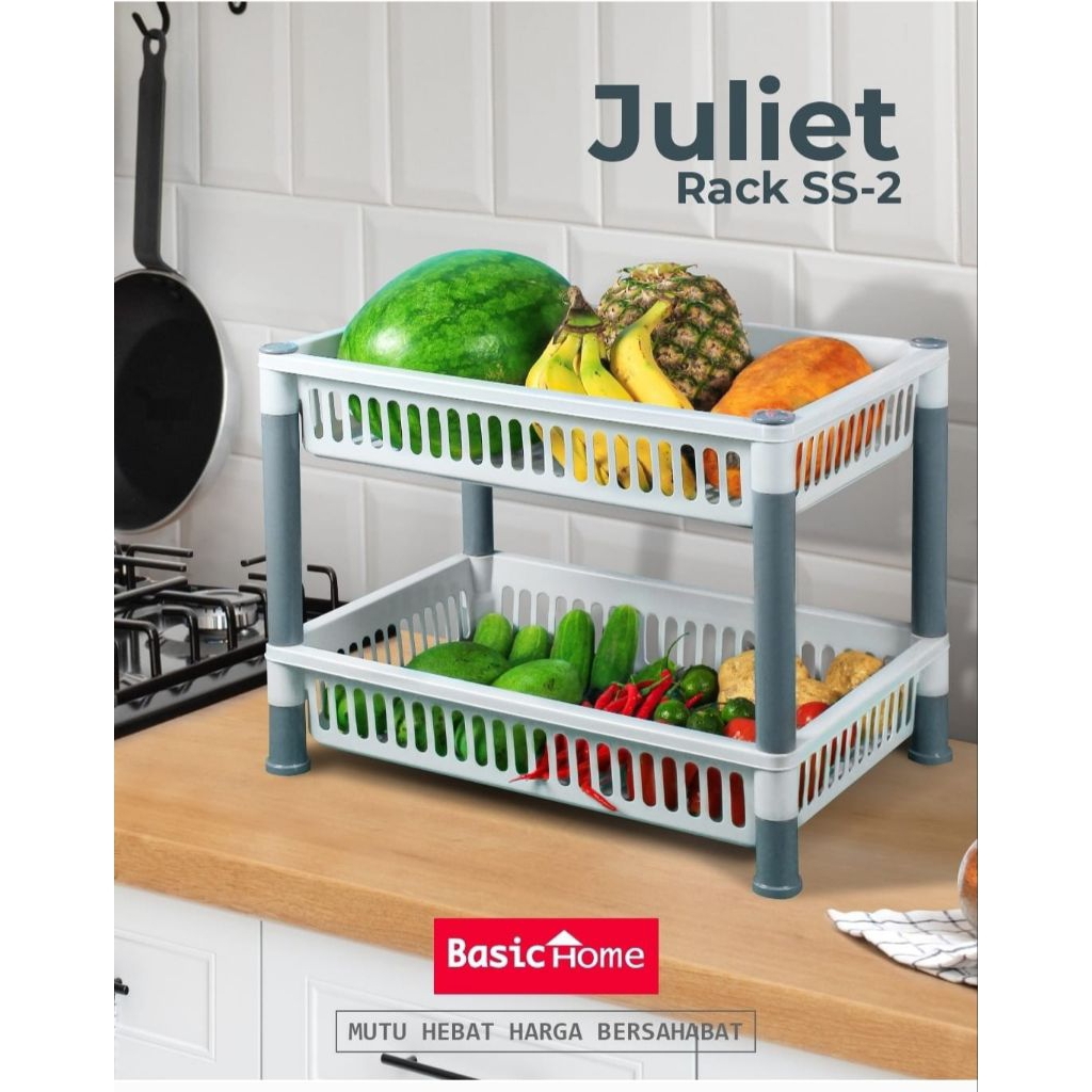 Rak Piring Juliet Rack 2 Tingkat Basic Home Lion Star Rak Buku Dapur Baju Gelas Keranjang Serbaguna 