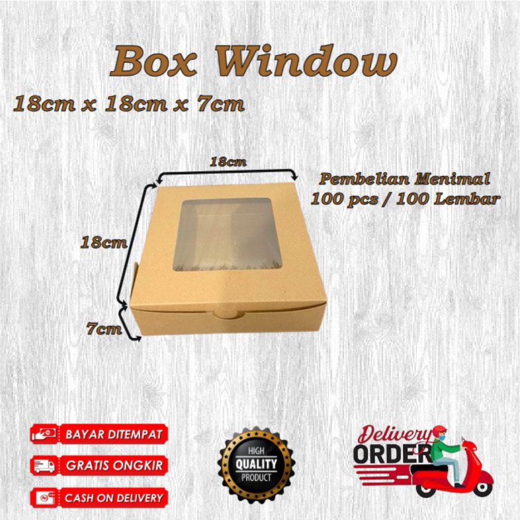LUNCH BOX WINDOW CANTIK SUPER TEBAL - UK 18X7 CRAFT - KOTAK KUE, KOTAK NASI JENDELA MERK HANSON
