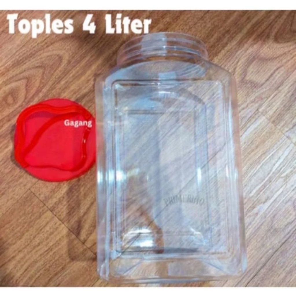 Toples Plastik Petak 4 Liter / Toples kue / Toples ikan Cupang 4 Liter