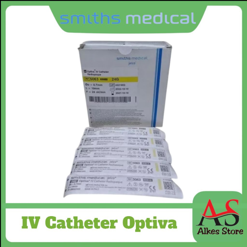 IV Cath 24G Jelco Smith Medical IV Cath Radiopaque 24G 1Box