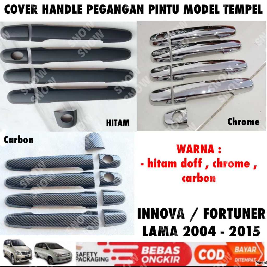 Cover Handle Pintu Innova Fortuner Lama 2004 2006 2008 2010 2012 2014 2015 Hitam Chrome Carbon
