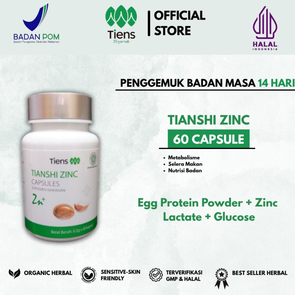 Tiens Zinc Suplemen Penggemuk Badan Cocok Untuk Disemua Kalangan Pria Dan Wanita 100% Original