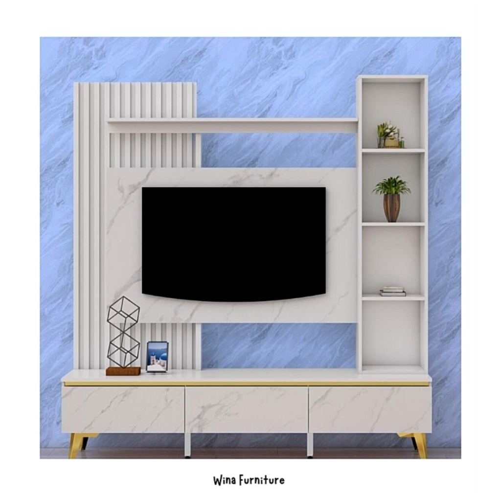 Meja tv / Meja tv modern / Meja tv rakit sederhana / Meja tv putih / Rak tv laci