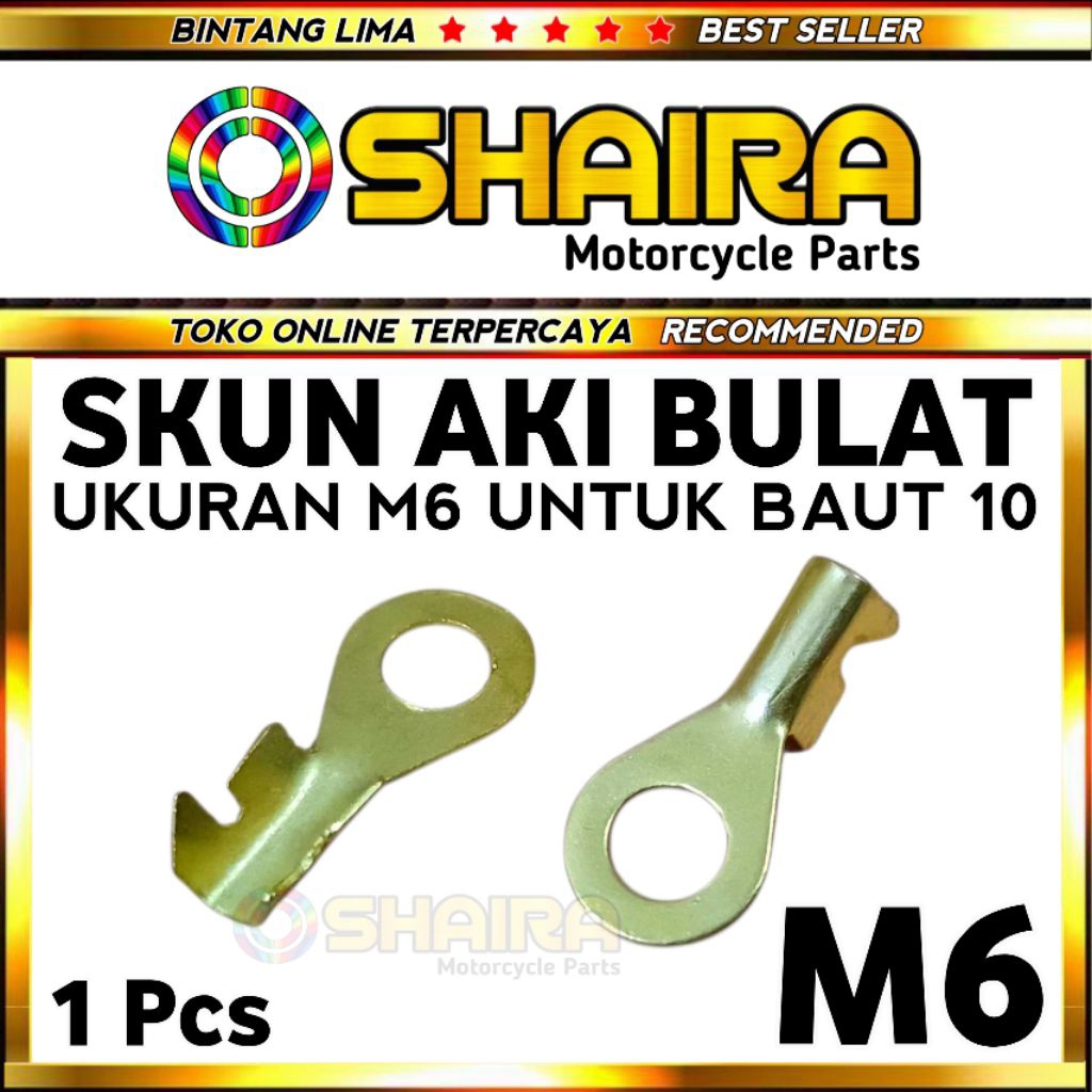 SKUN AKI BULAT M6 BAUT 10 / SKUN TERMINAL KABEL / SKUN KABEL / SKUN M6 / SKUN AKI MOTOR / SKUN KUNIN