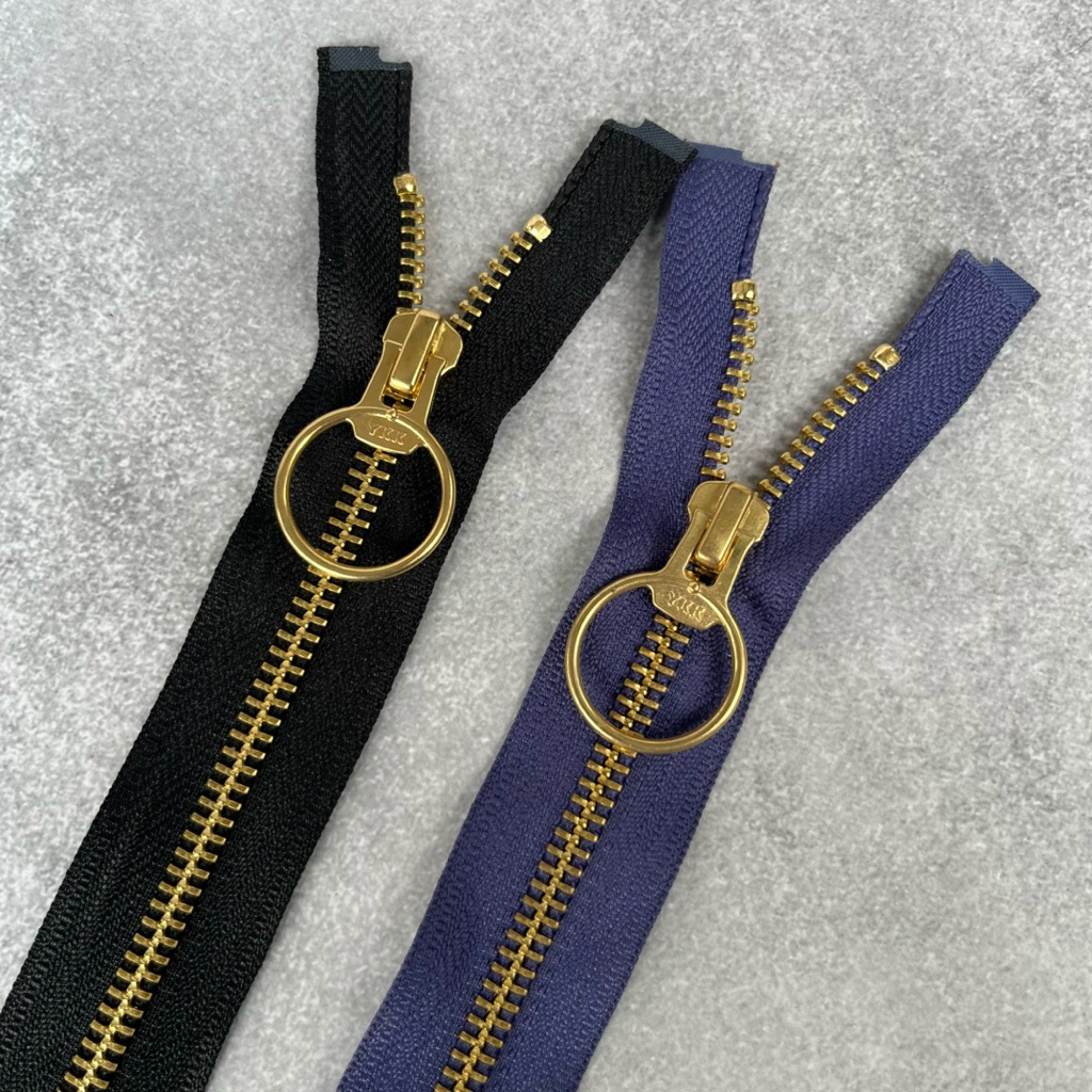 (1 Pcs) Resleting Besi YKK "RGOR-56" No. 5 Warna Hitam & Ungu Lavender Panjang 30 CM - 50 CM