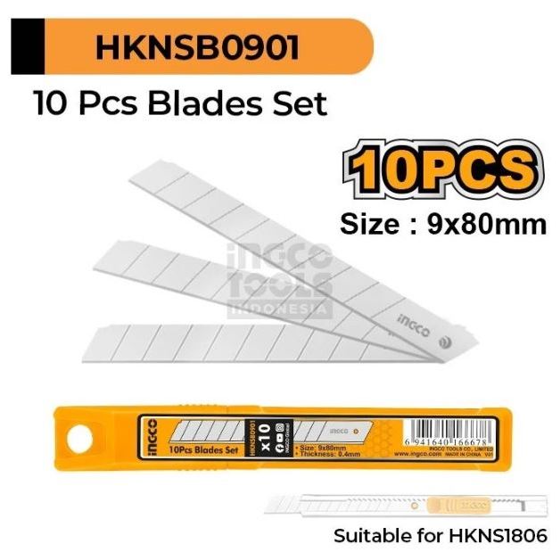

INGCO Refill Cutter Kecil HKNSB0901 Isi Ulang Cutter 9mm SK4 10pcs Tajam & Anti Karat Isi Cuter Kecil 9 mm