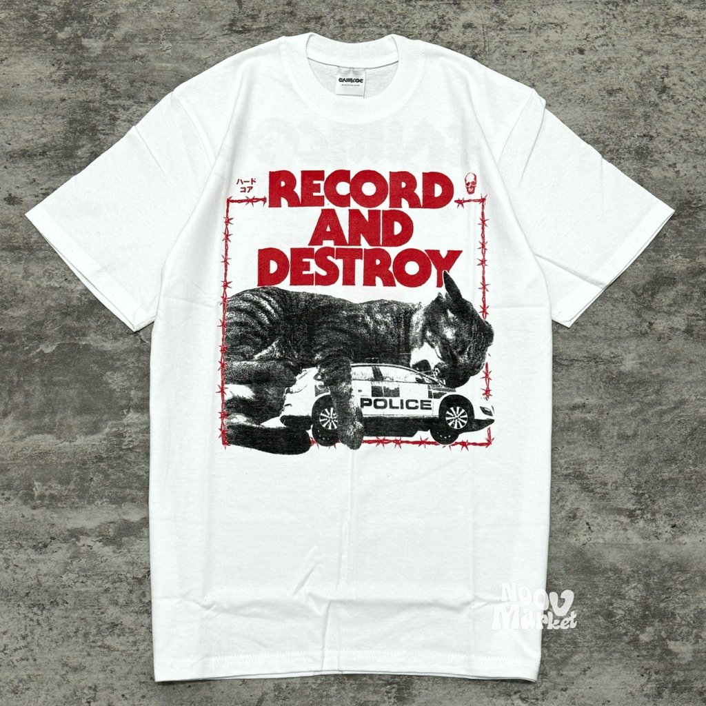 Grimloc - Record And Destroy Tshirt - White | Original Merchandise