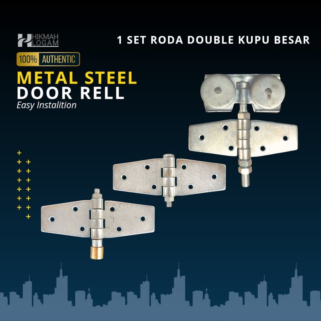 HL - 1 SET Roda Henderson Double Type Kupu Lebar - Engsel Pintu Garasi Tikung