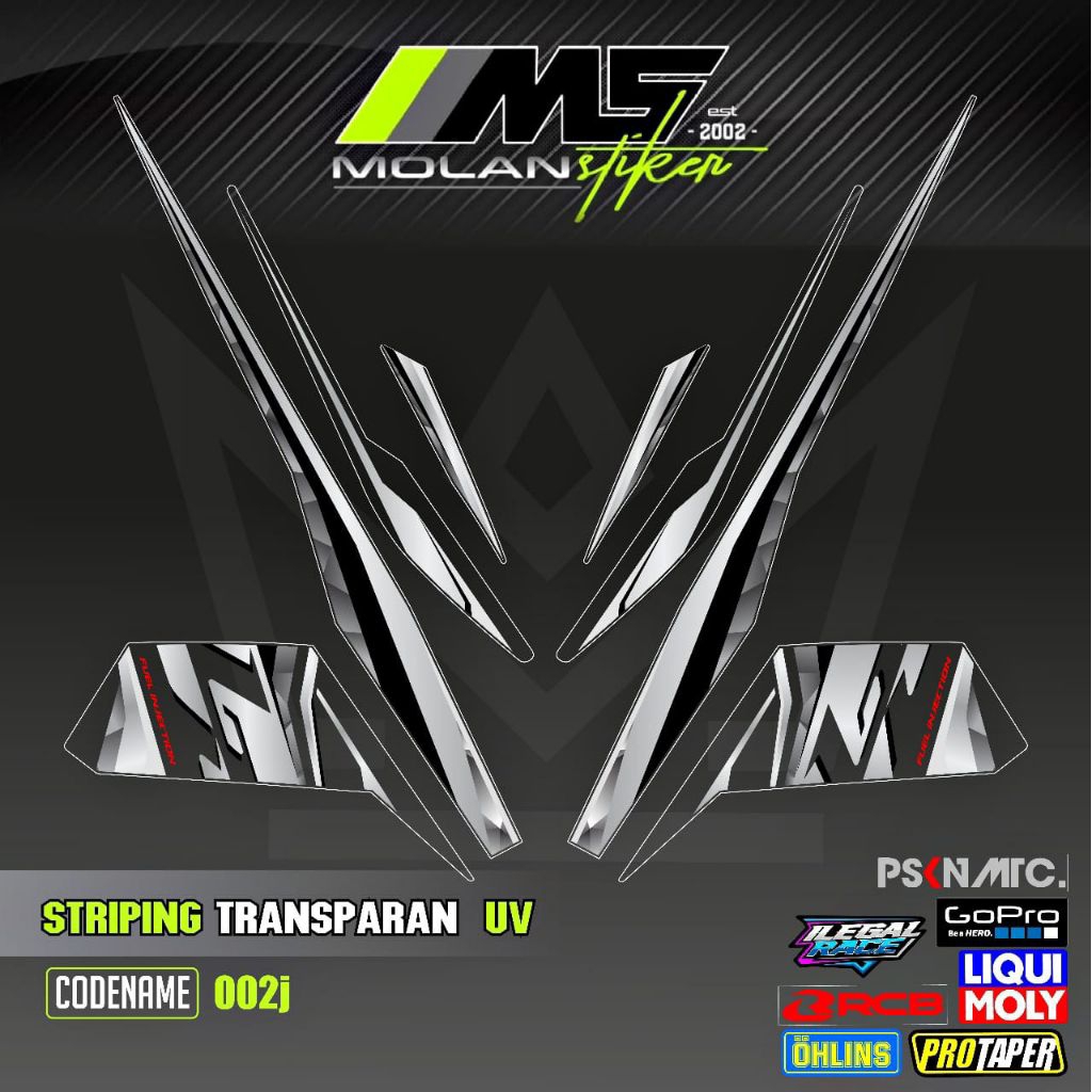 Decal Sticker Striping Variasi Transparan Uv Vega RR 115 2013-2016 Spark 115 i Sight 115 Spark Nano 
