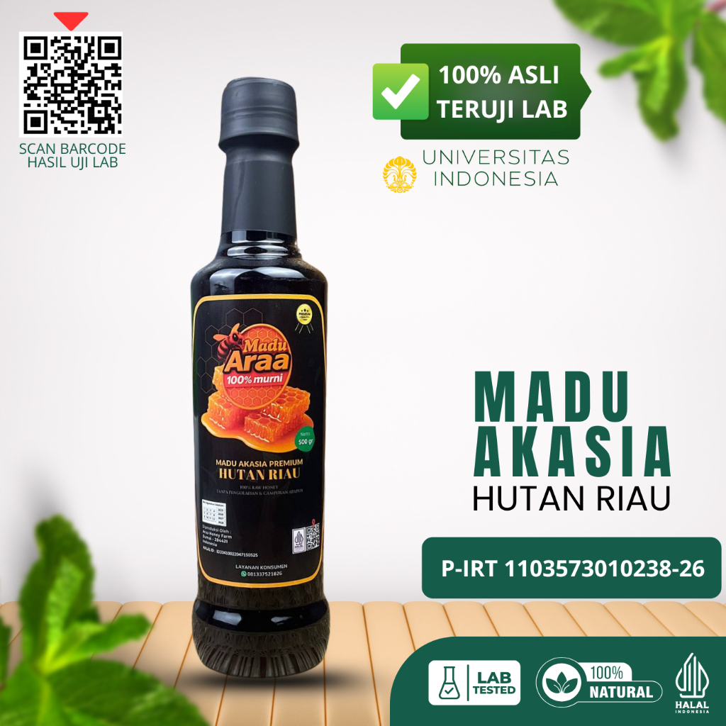 

Madu Araa Akasia 500 Gram Murni Hutan Riau - Tested Lab 100% Asli - Raw Honey