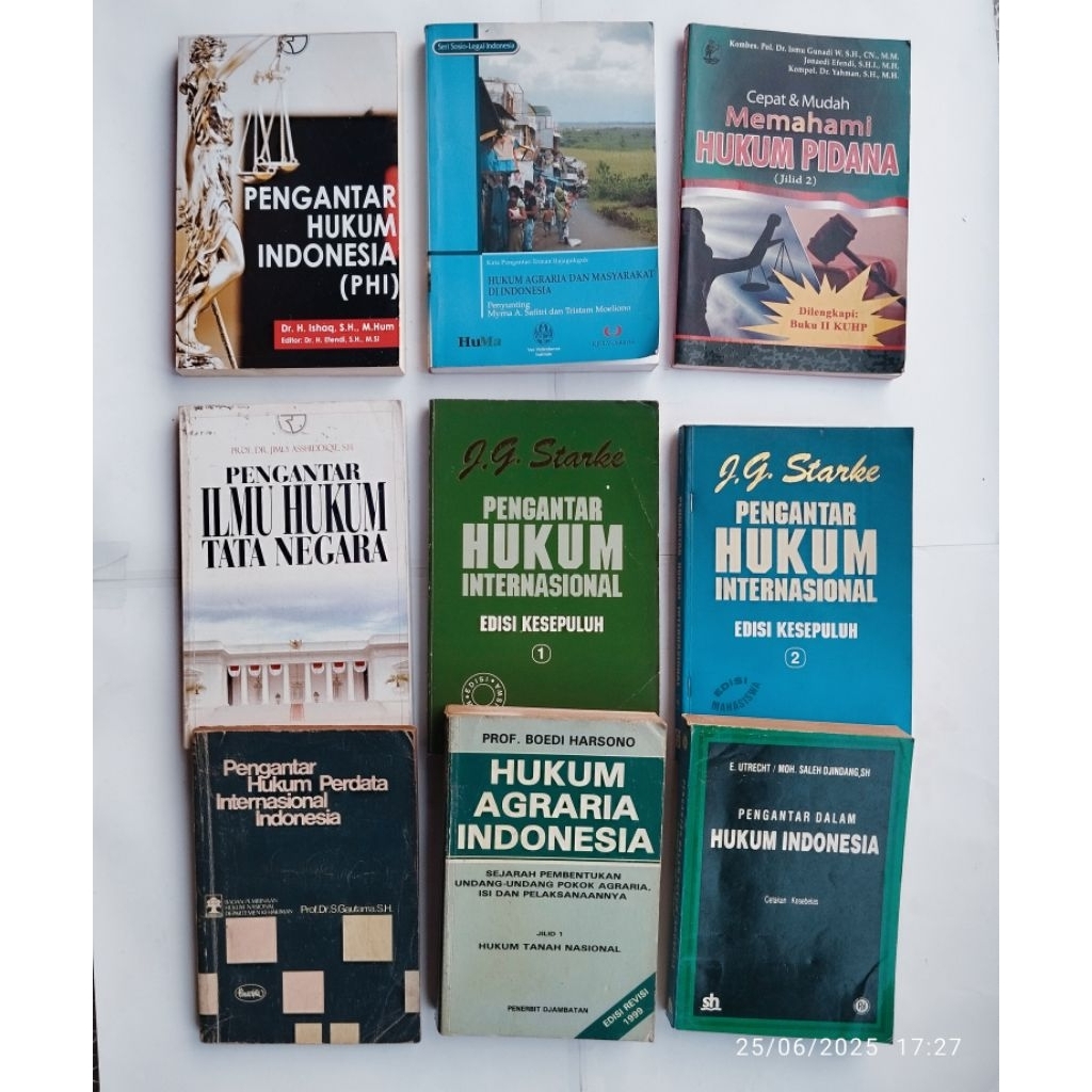 Buku Hukum; PENGANTAR ILMU HUKUM, HUKUM AGRARIA DAN MASYARAKAT INDONESIA, MEMAHAMI HUKUM PIDANA Jld 