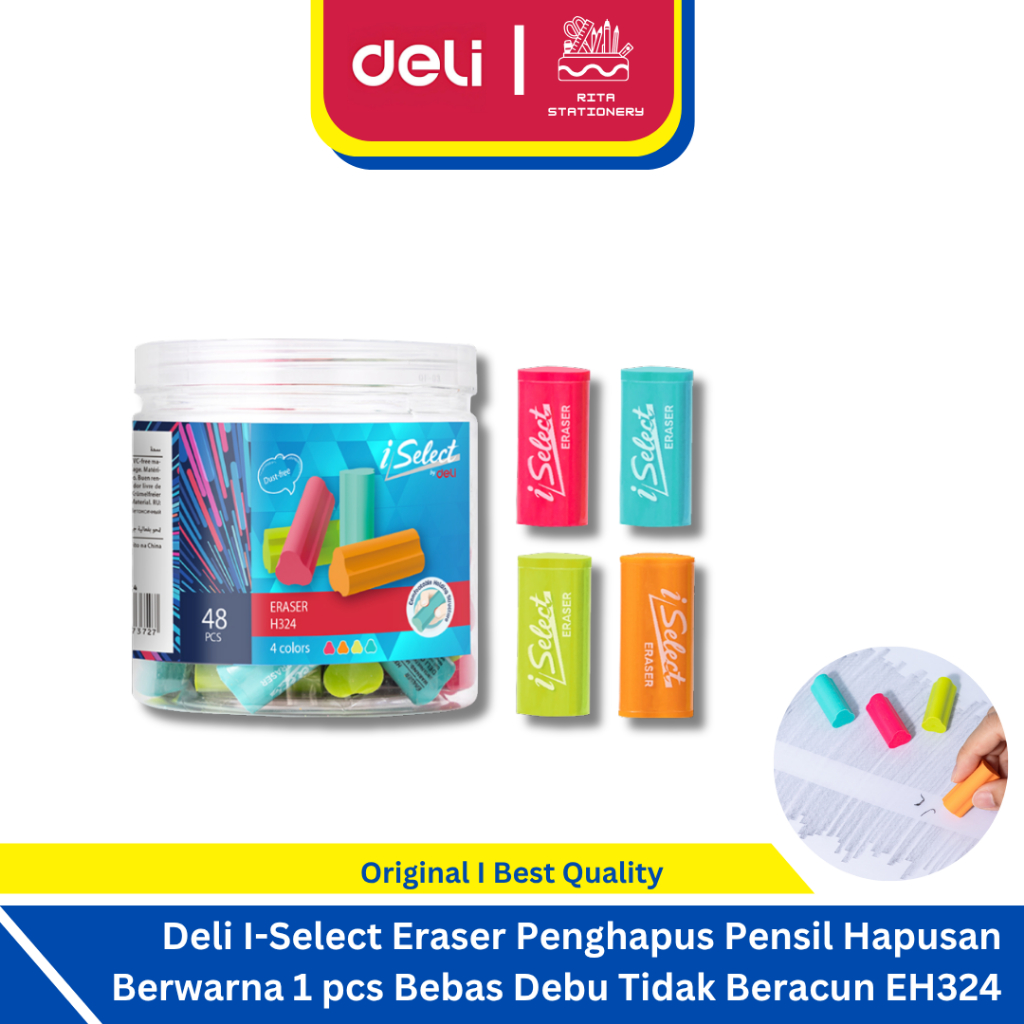 

Deli SATUAN I-Select Eraser Penghapus Pensil Hapusan Berwarna 1 pcs Bebas Debu Tidak Beracun Penghapus Murah EH324