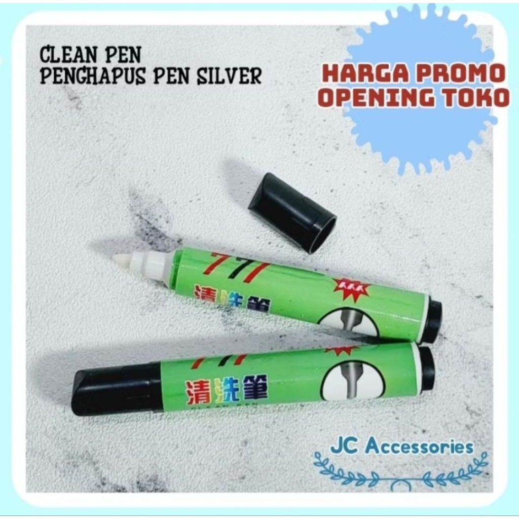 

CLEAN PEN PENGHAPUS PENANDA POLA JAHITAN PEN SILVER LEATHER KULIT TINTA PERAK KAIN