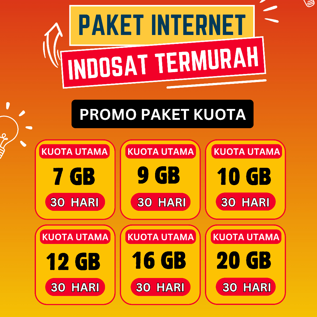 Paket Data Indosat 30 Hari / Kuota Indosat 7GB - 20GB