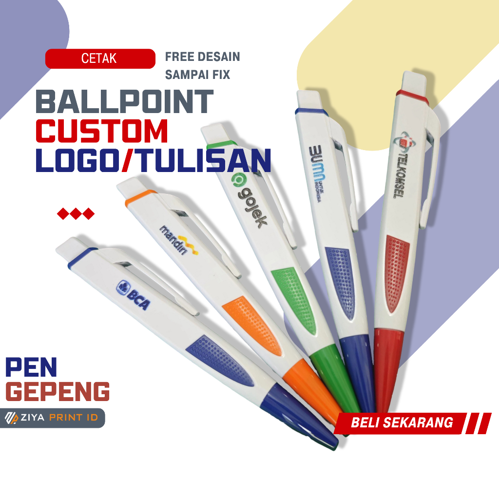 

Ballpoint Custom Logo/Tulisan Pen Gepeng Print UV