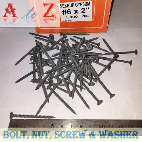 400pcs skrup gypsum PANJANG 5cm sekrup gipsum 6x2" sekrup hitam 6 x2" panjang 5 cm isi 400pcs Baut S