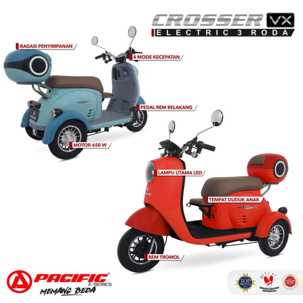 SEPEDA LISTRIK RODA 3 PACIFIC CROSSER VX // CROSSER VR
