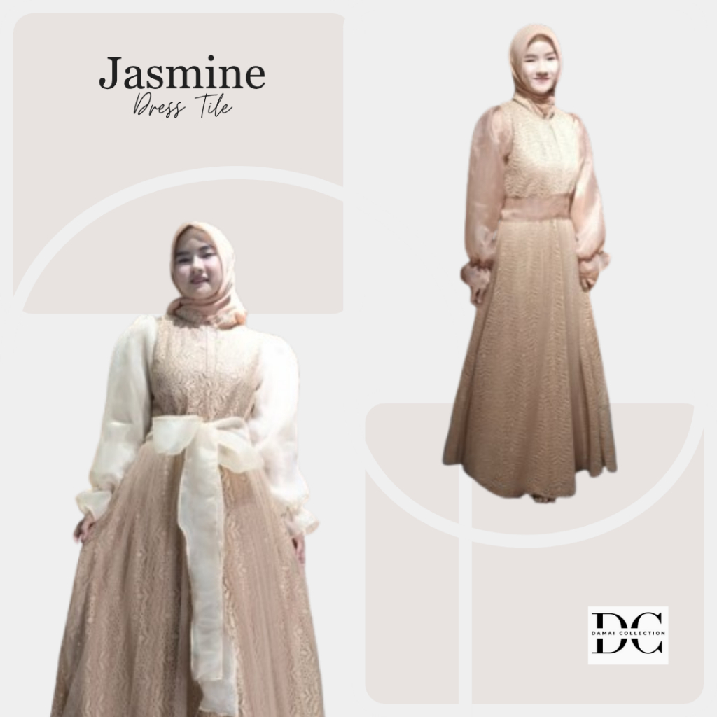 DC Gamis Dewasa Gaun Jasmine Boutiq // Gamis Brukat Organza Premium Outer Formal //Dress Busui Kekin