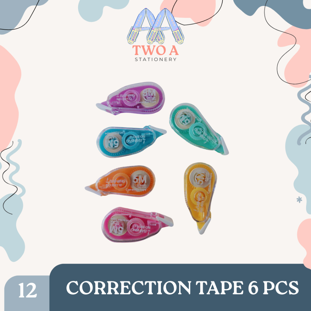 

CORRECTION TAPE ( 1 pack / 6 pcs) / TIP EX KERTAS / TIP EX ROLL BH-112-6
