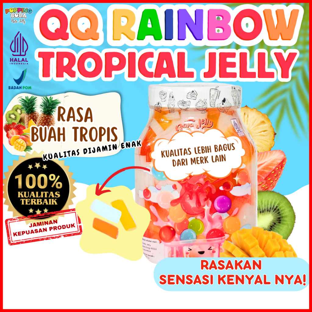 

QQRainbowJellyKonyakuToppingMinumanAndalan LEMON STRAW/TOP STRAW Sedotan Boba Big Straw - Tropical Jelly Buah Tropis 500 Gram | Cocok Untuk Semua Jenis Minuman