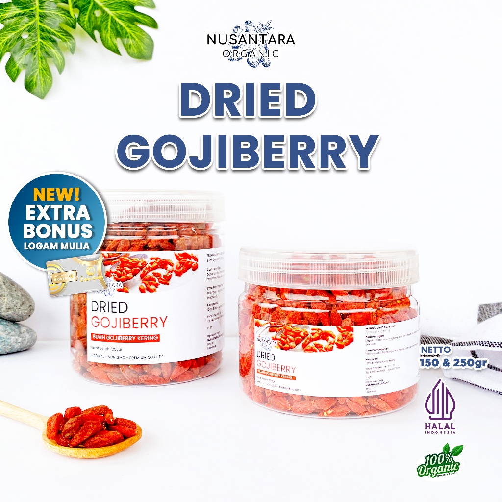 

Nusantara Organic Goji Berry Kering Dried Gojiberry Buah Kici Tanpa Campuran Alami