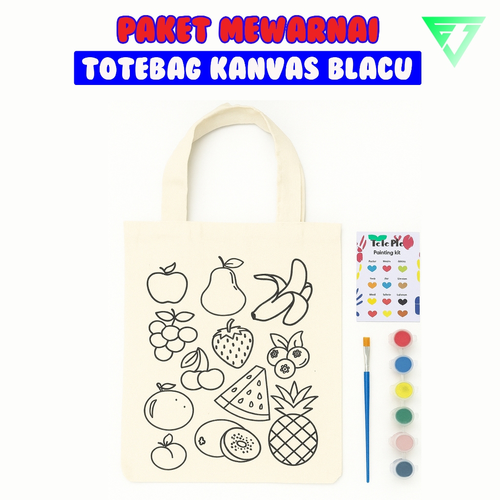 

Paket mewarnai totebag kain sketsa lukis lucu prakarya kreatif anak