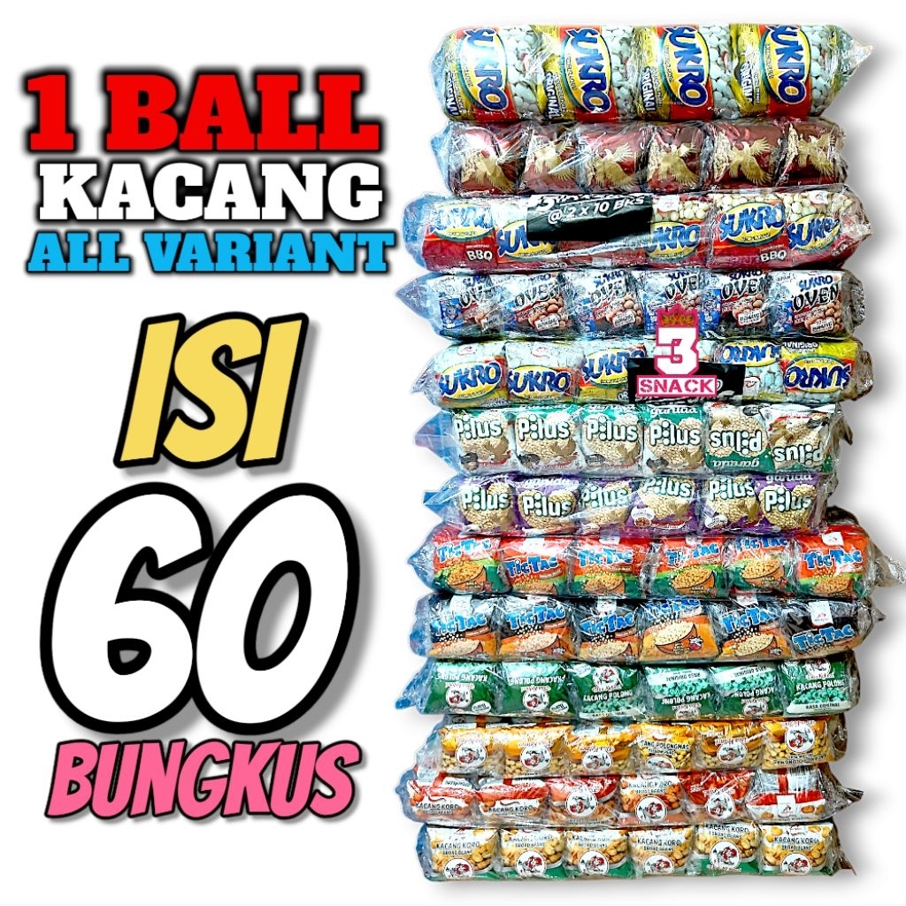 

1 BALL KACANG SUKRO PILUS TIC TAC ISI 60 BUNGKUS