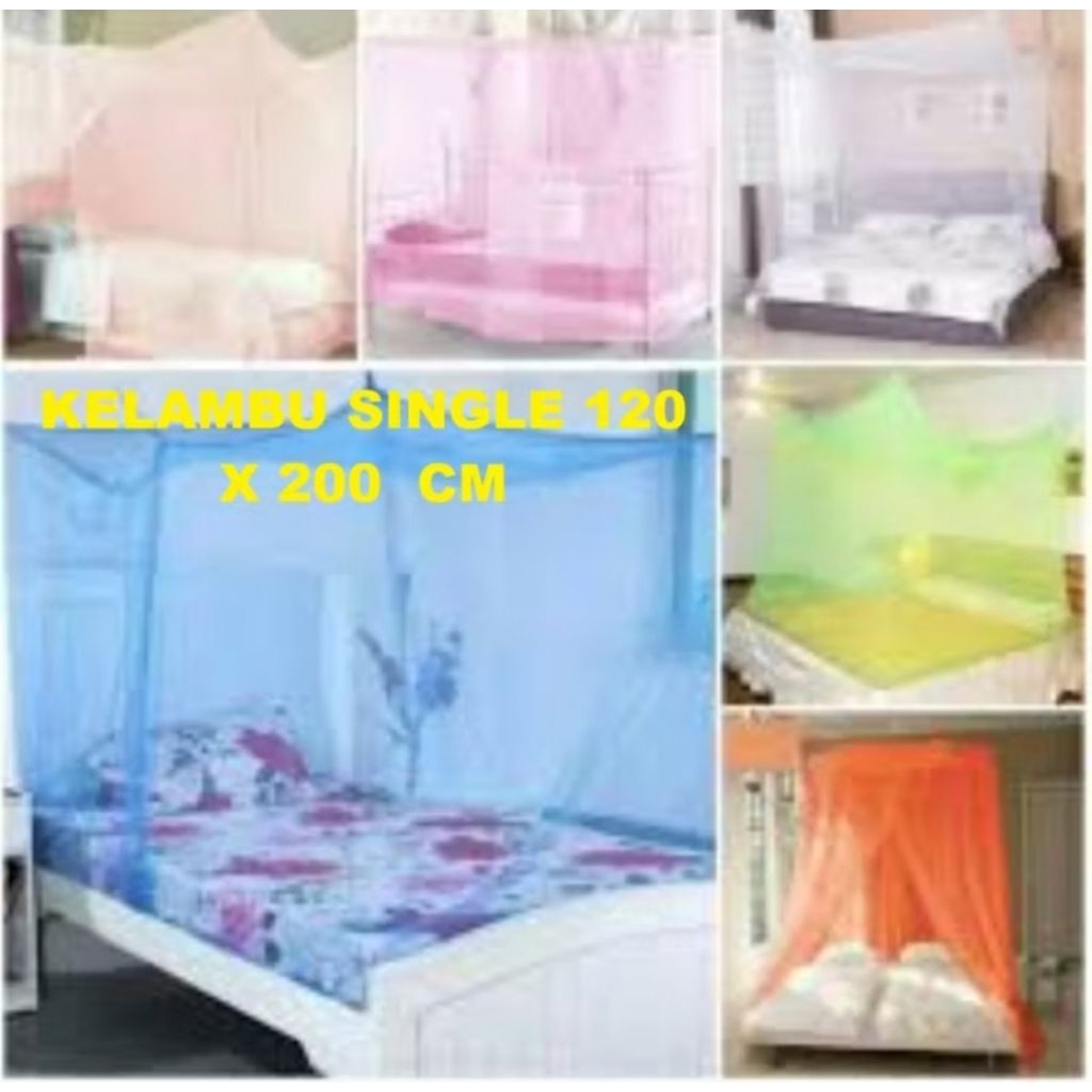 KELAMBU KOTAK POLOS/KELAMBU GANTUNG/KELAMBU KAMAR TIDUR SINGLE 120x200 CM