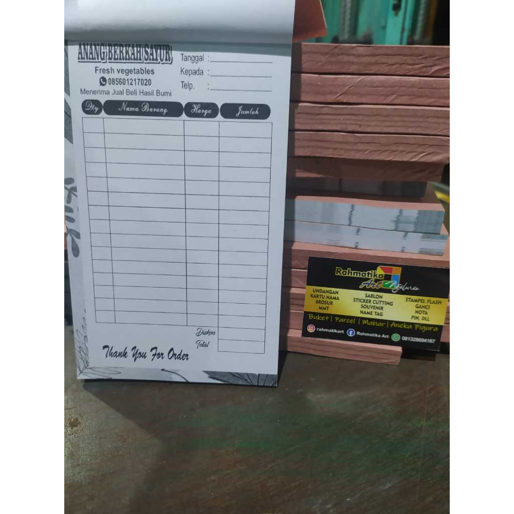 

NOTA CUSTOM | 1,2 dan 3 ply | Offset | 1 Warna | Gratis Garis Cacah & Desain | Bisa Bernomor | Murah