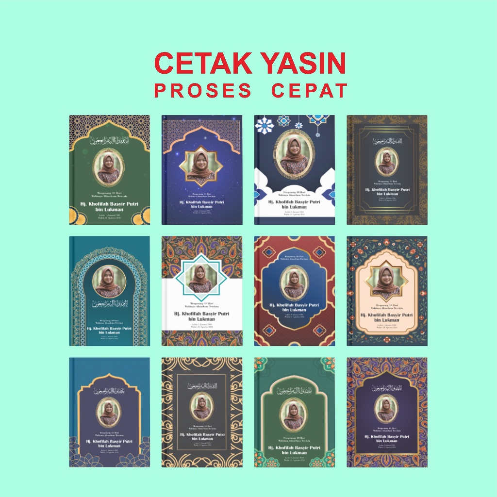 cetak buku yasin & tahlil custom free foto 128 halaman yasin 40 hari & 100 harian latin & terjemahan