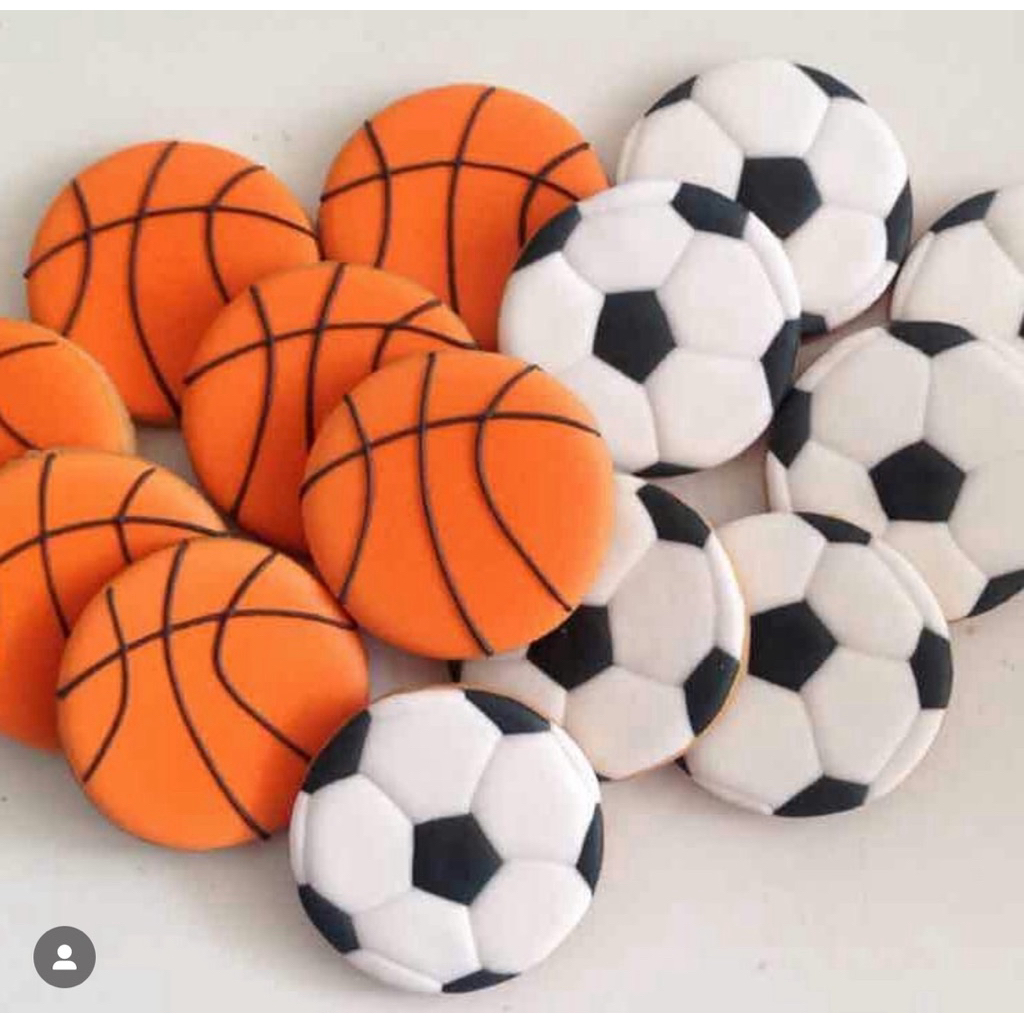 

Butter Cookies Hias, kukis hias bola basket, lapangan bola, bola sepak