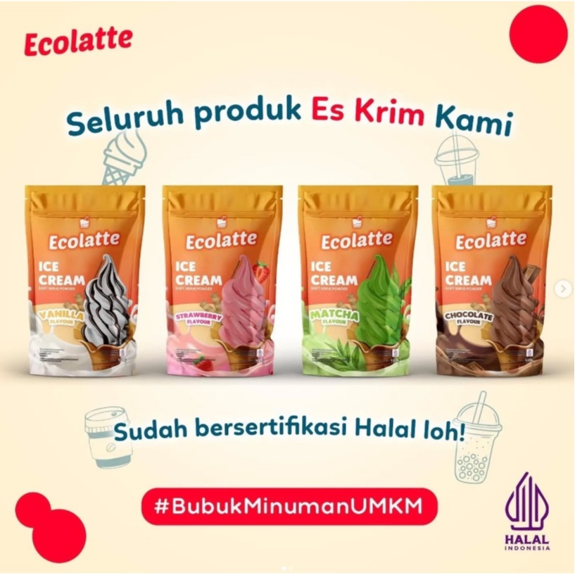 

(ES KRIM) 500gram ECOLATTE ES KRIM SOFT SERVE POWDER BUBUK ES KRIM