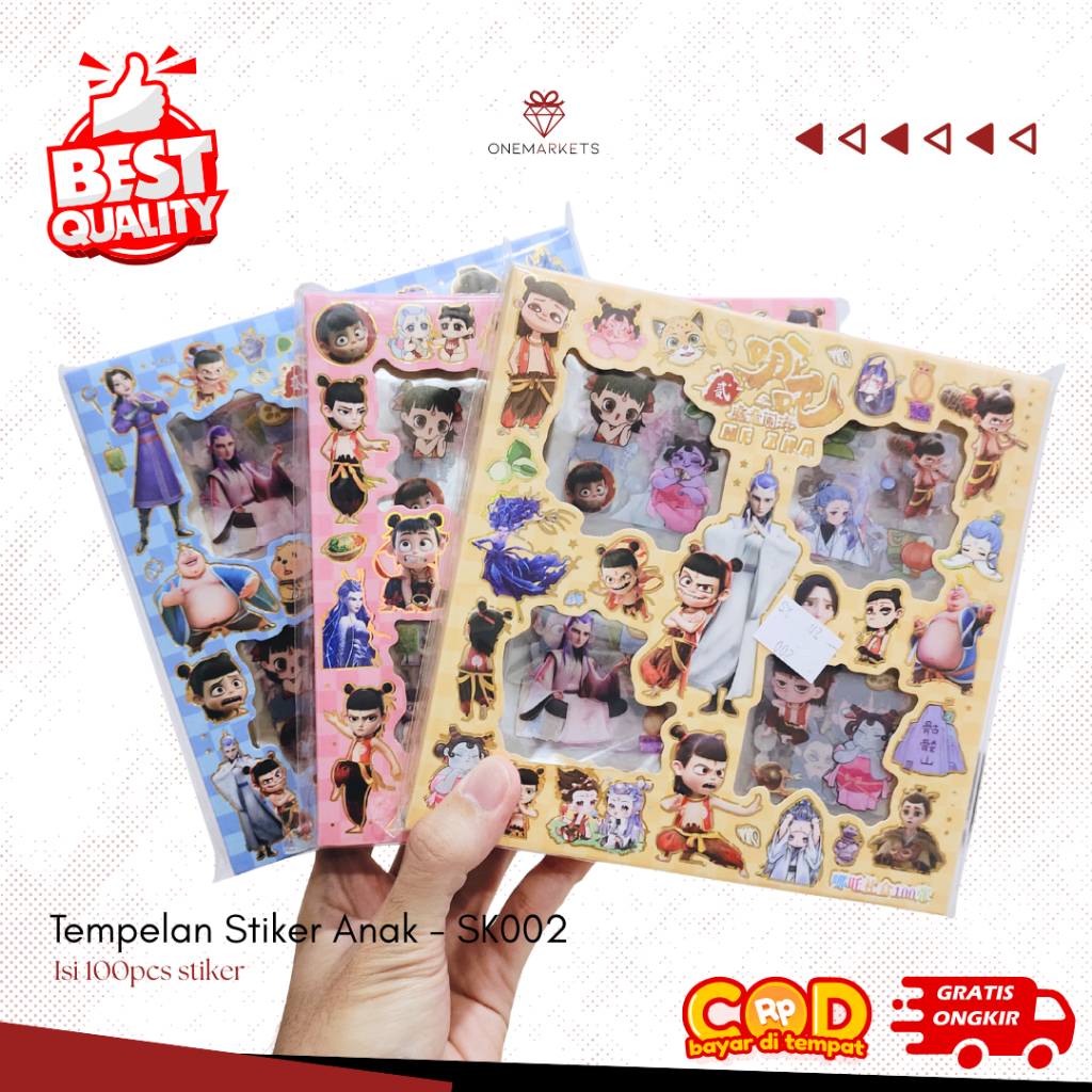 

100lembar Stiker Anak Nezha - Tempelan Stiker Karakter Lucu Sanrio Kuromi / Hadiah Ulangtahun Anak Unik - SK002