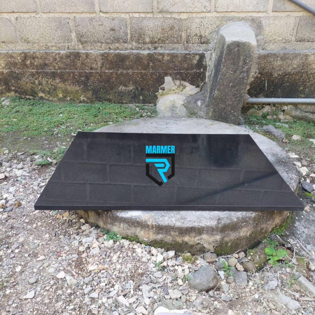 Top table batu granit hitam kilap glossy