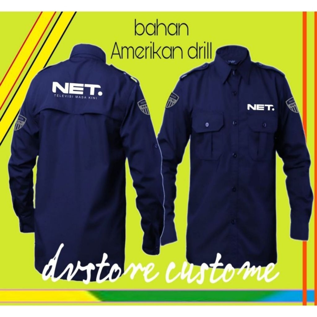 Kemeja PDH Lengan panjang NET ( Bisa custom logo )