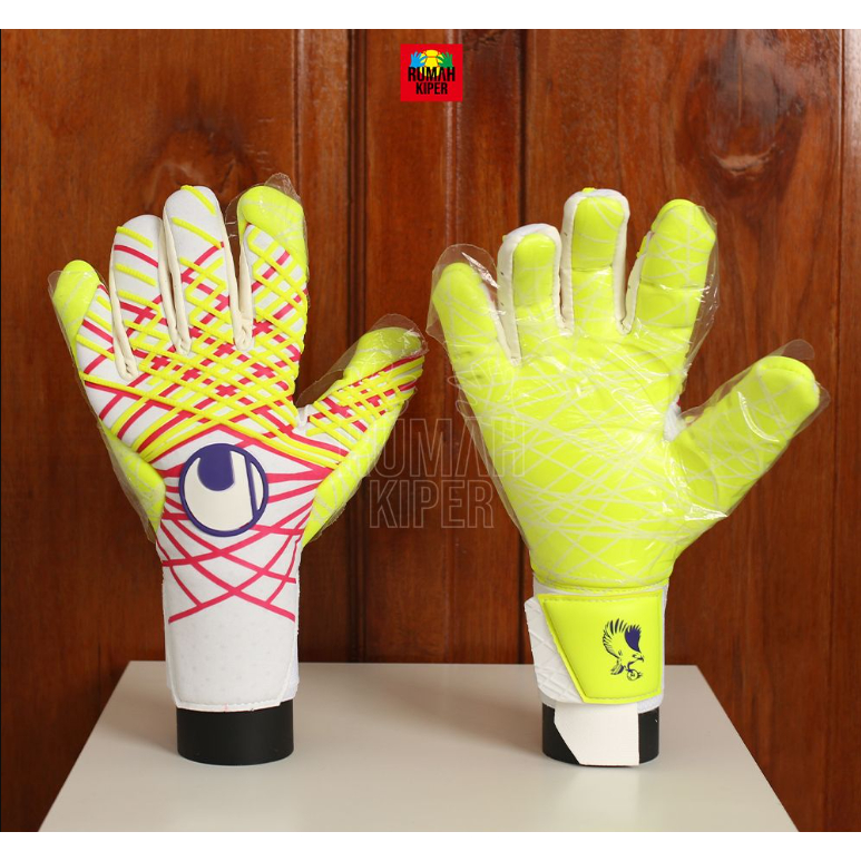 UHLSPORT PREDICTION ULTRAGRIP HN MAIGAN WHITE/PINK/FLUO YELLOW (SKU : BR 36425) Sarung Tangan Kiper